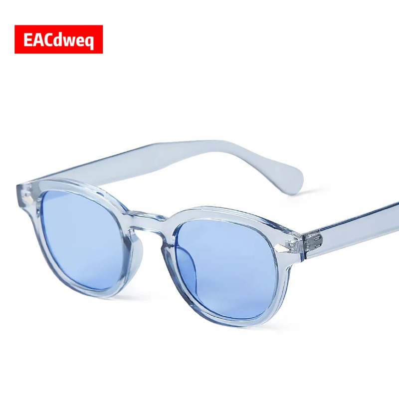 Men'S Fashion Glasses - Lunettes de soleil rondes transparentes bleues