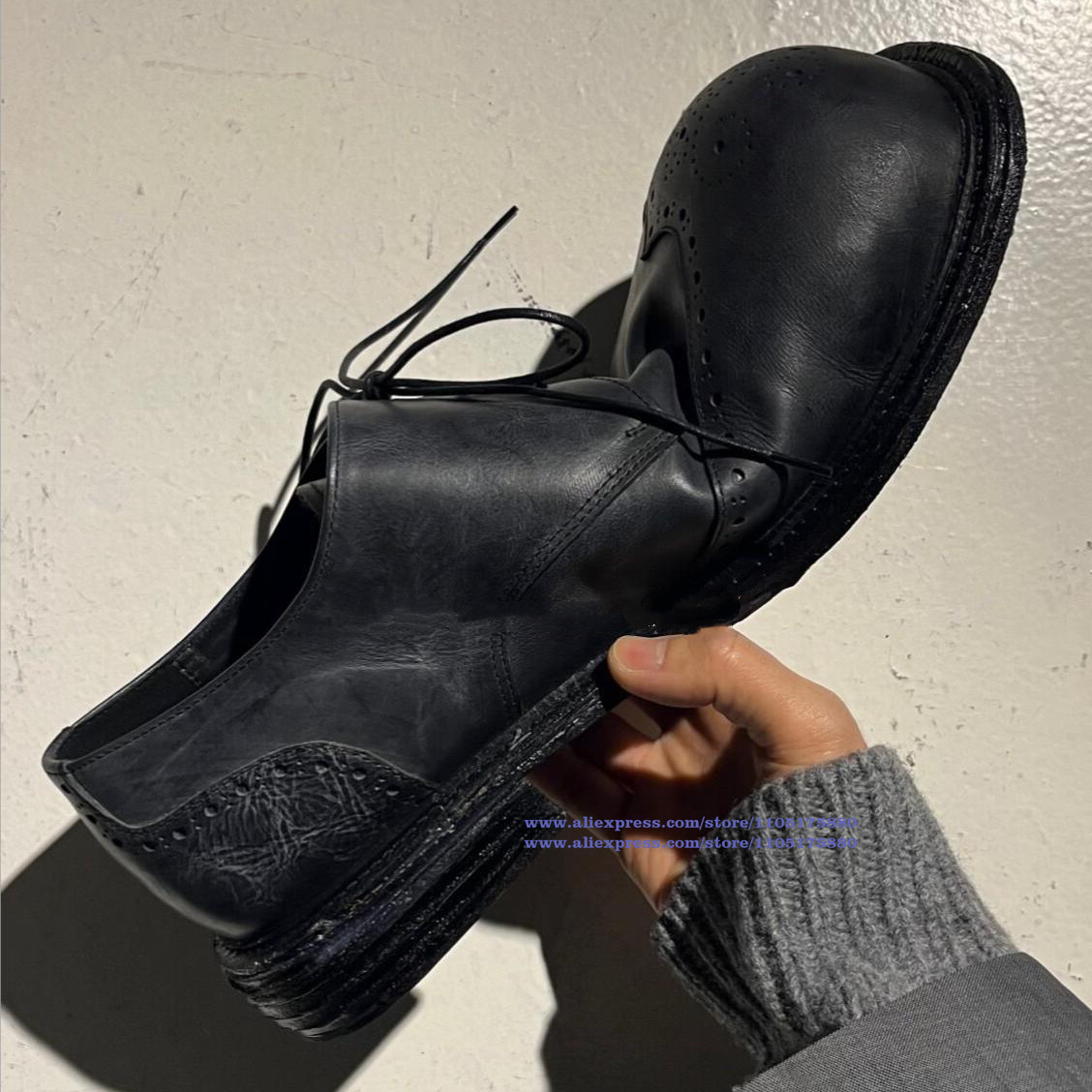Oxford Shoes Brogue - Chaussures Oxford Vintage en Cuir Noir