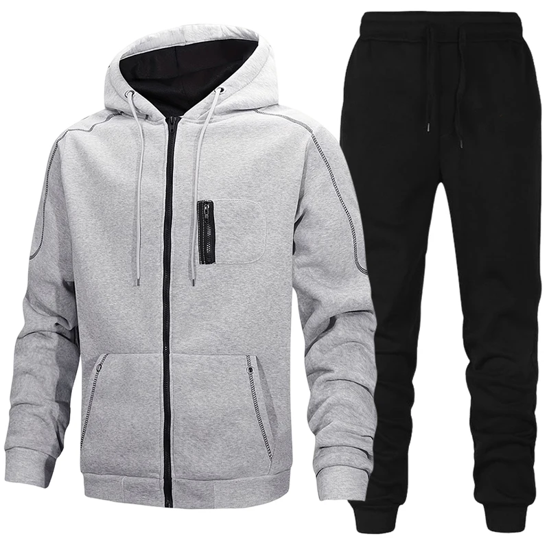 Men'S Fashion Zipper Hoodie - Ensemble de survêtement décontracté pour homme