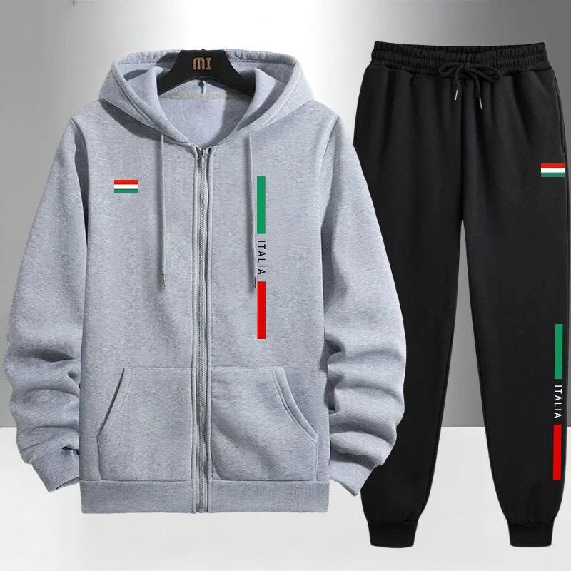 Men'S Fashion Zipper Hoodie - Ensemble de survêtement tendance pour homme,
