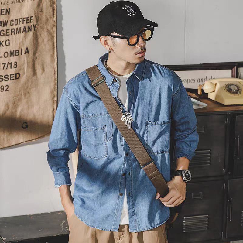 Mens Fashion Denim Jacket - Veste en jean rétro américaine pour