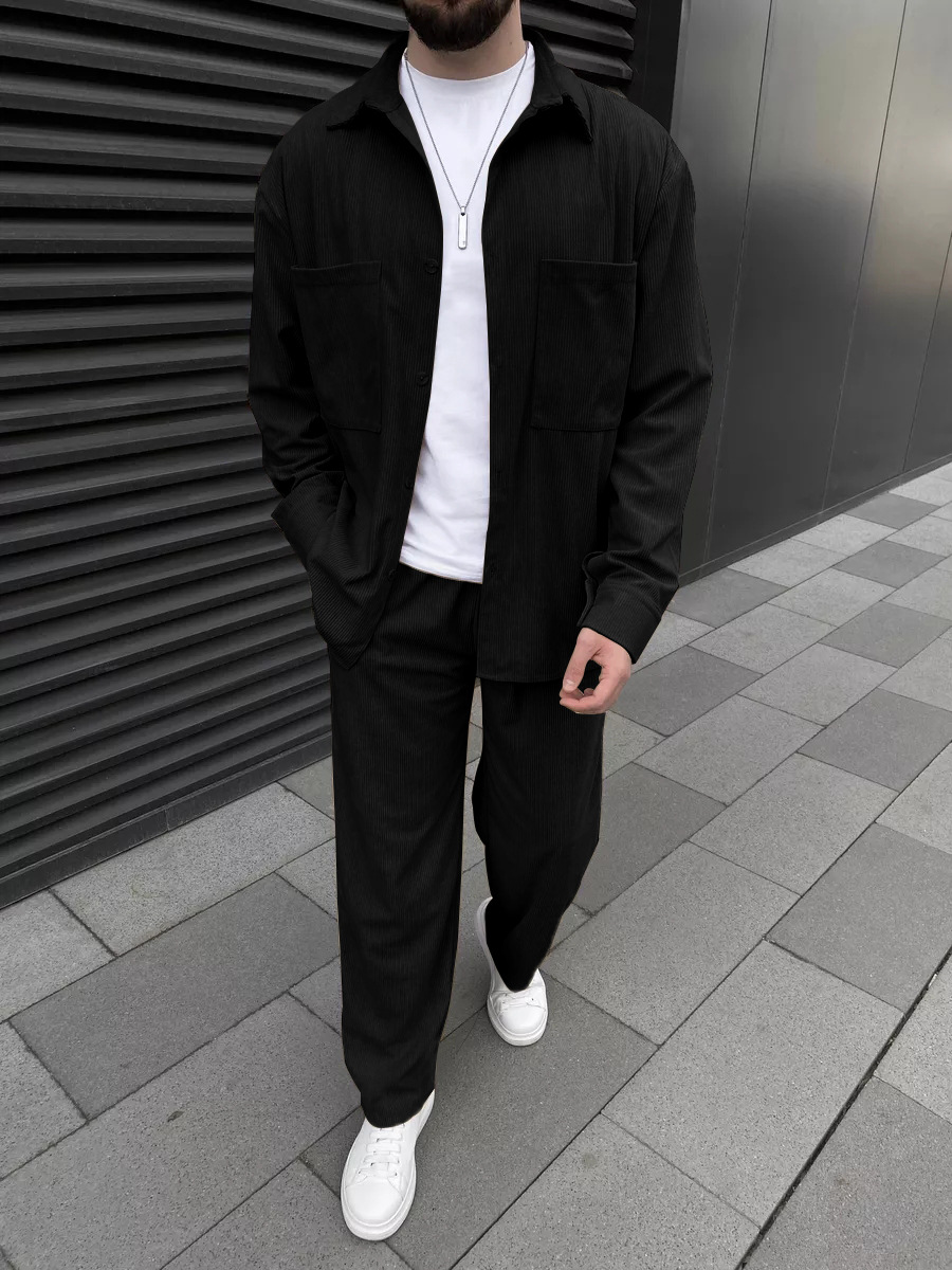 Men'S Fashion Undershirt - Ensemble deux pièces en velours côtelé