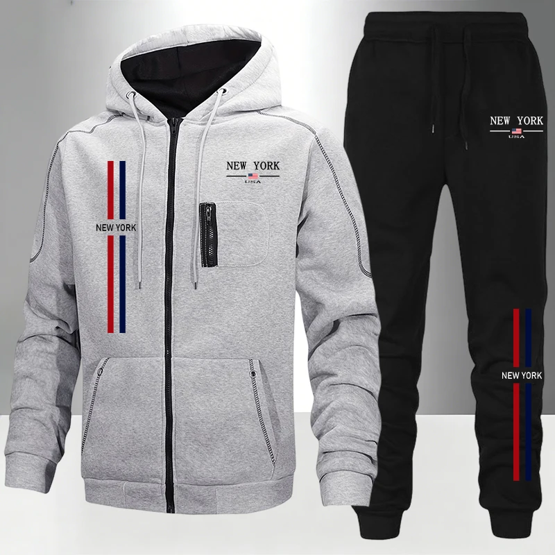 Men'S Fashion Zipper Hoodie - Ensemble Homme / Manteau / Pantalon