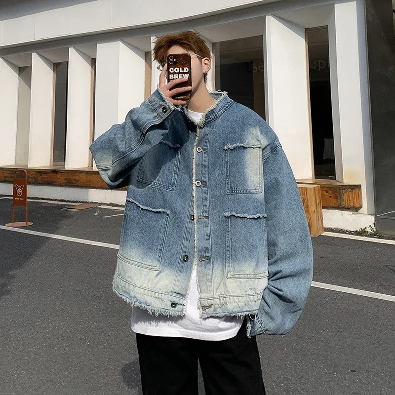 Veste en jean déchirée style h - Mens Fashion Denim Jacket avis et prix