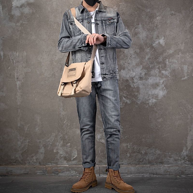 Ensemble de veste en jean déco - Mens Fashion Denim Jacket avis et prix