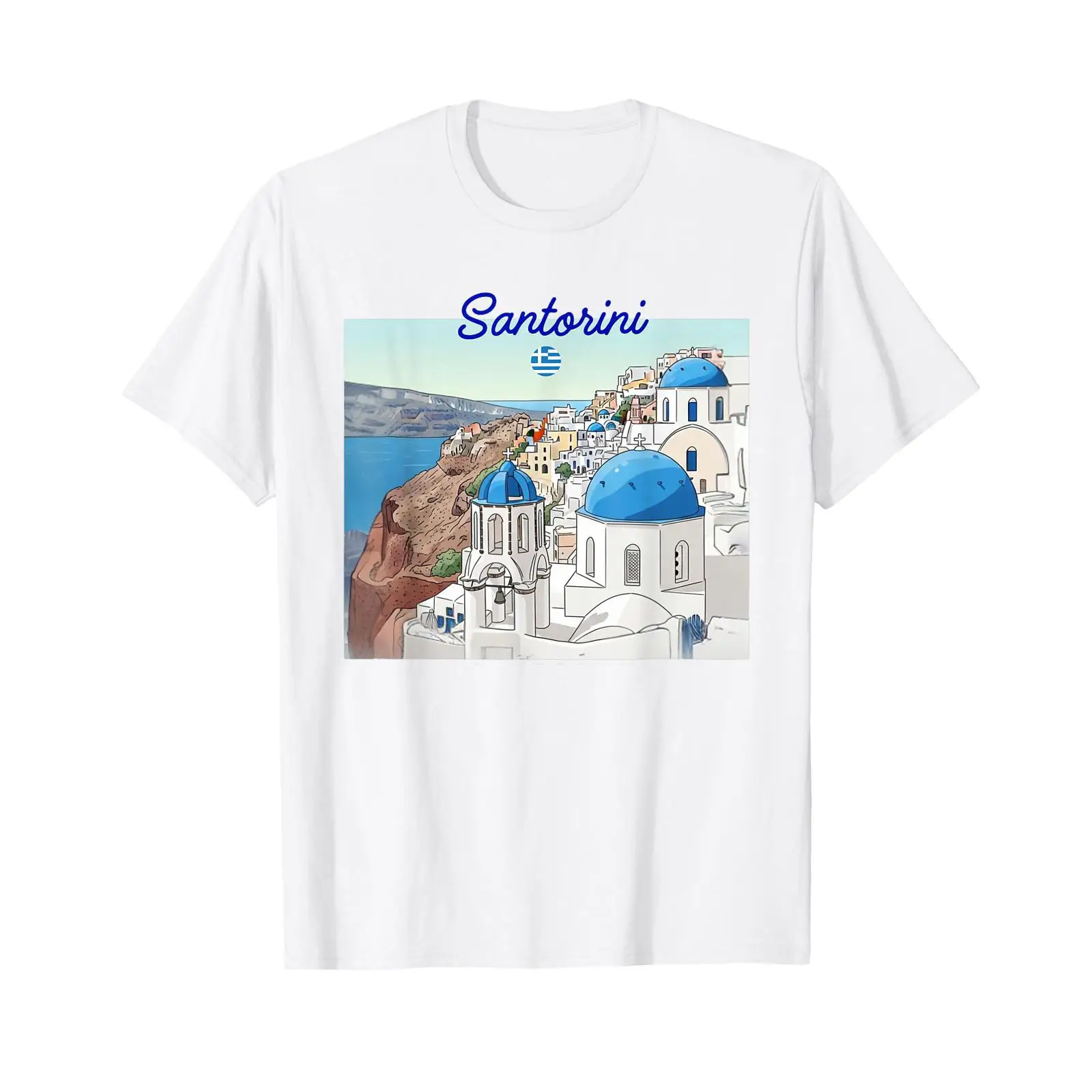 T-shirt Santorini Grèce Drapea - Men'S Fashion Greece avis et prix