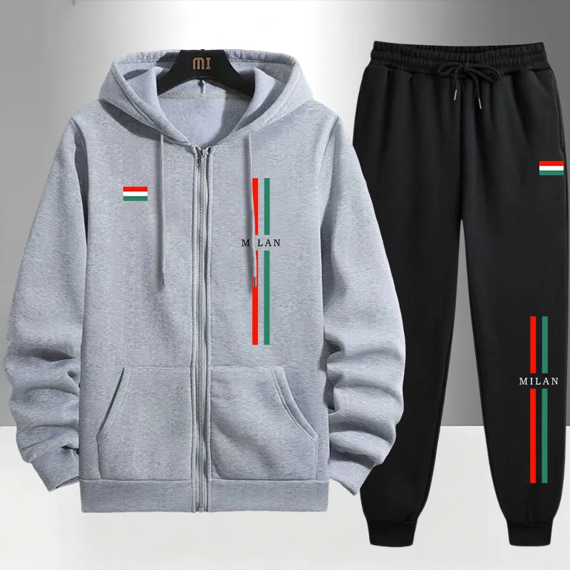 Ensemble Homme Imprimé Italie  - Men'S Fashion Zipper Hoodie avis et prix