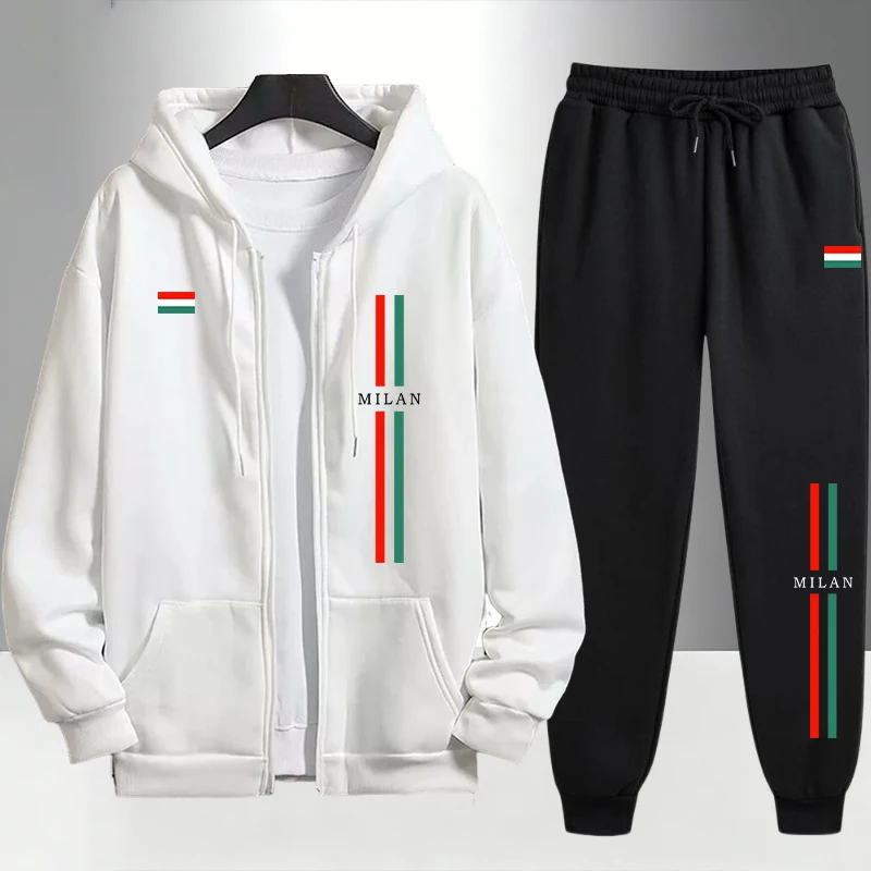 Ensemble Homme Imprimé Italie  - Men'S Fashion Zipper Hoodie avis et prix